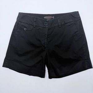 Jennifer Grace Black Cuffed Shorts Womens Size 6 Cotton Blend Button Fly